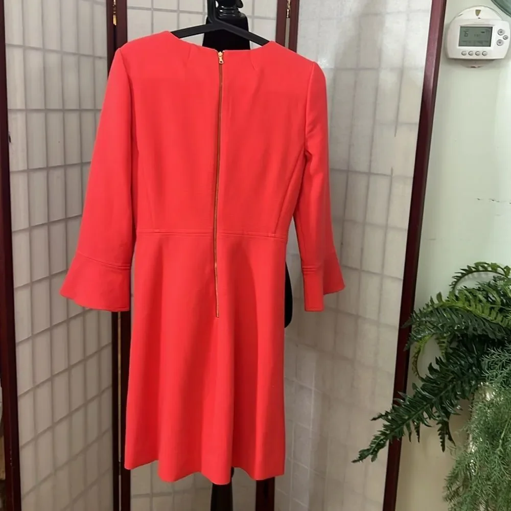 J.CREW BELL SLEEVE PAPAYA CREPE‎ DRESS SIZE 4